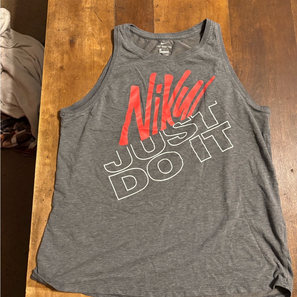 Nike Charcoal Tank with Vibrant Red Accents